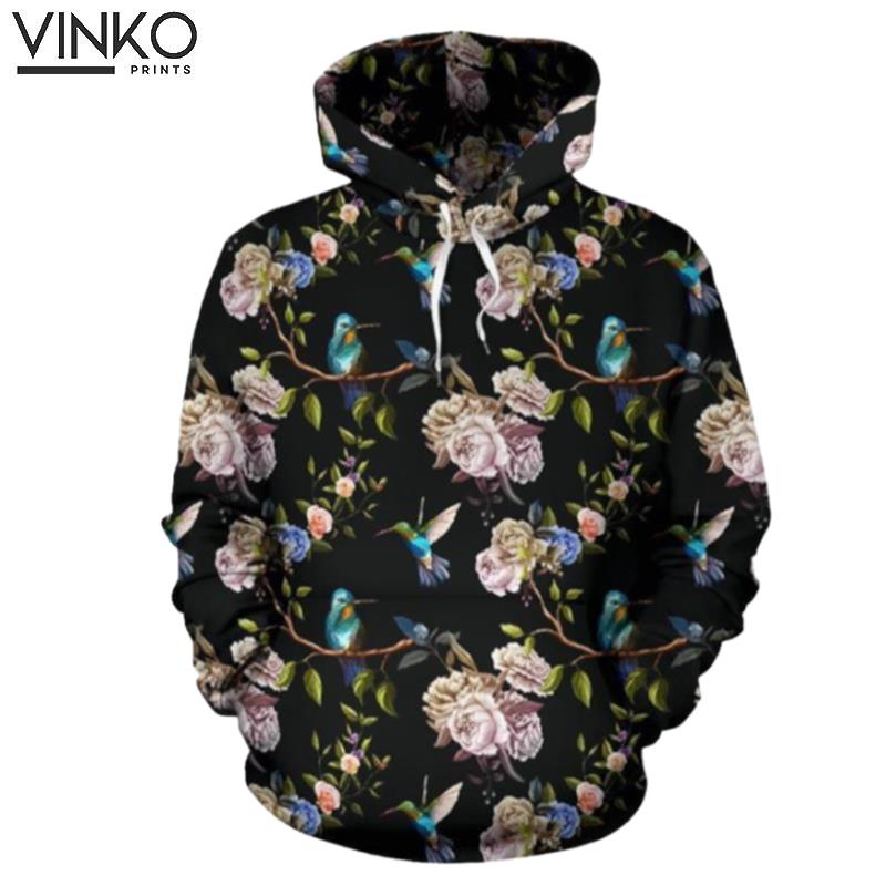 Hummingbird Flower Themed Hoodie