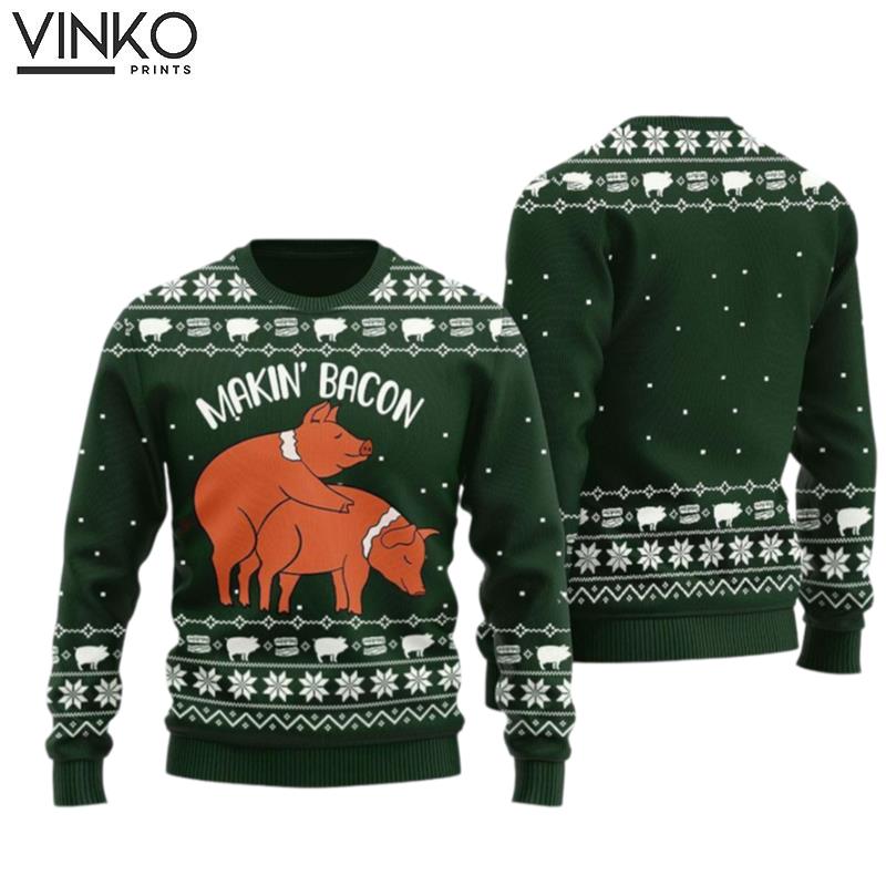 Humorous Making Bacon Ugly Christmas Sweater