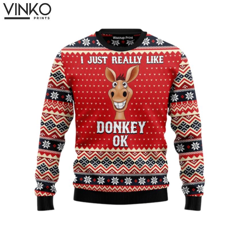 I Really Like Donkey Funny Adult Ugly Christmas Sweater