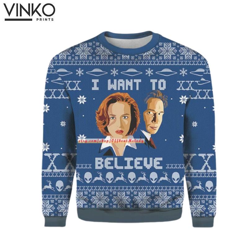 I Want to Believe The XFiles 3D Ugly Christmas Sweater