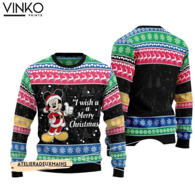 I Wish You A Merry Xmas Mickey Disney Ugly Christmas Sweater