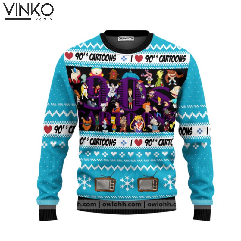 I love the 90s Cartoons Ugly Christmas Sweater