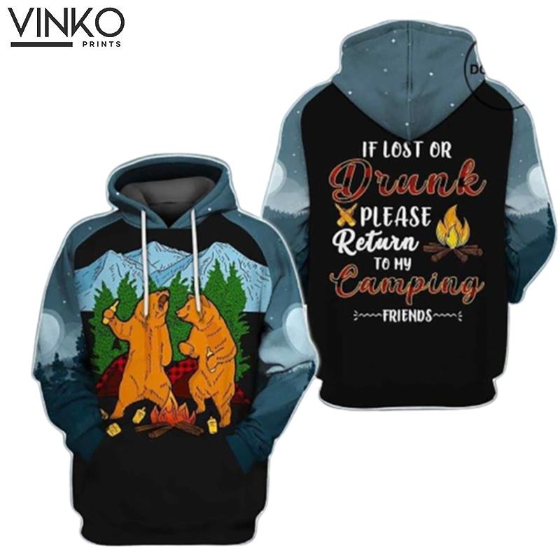 If Lost Or Drunk Bear Friends Camping Hoodie