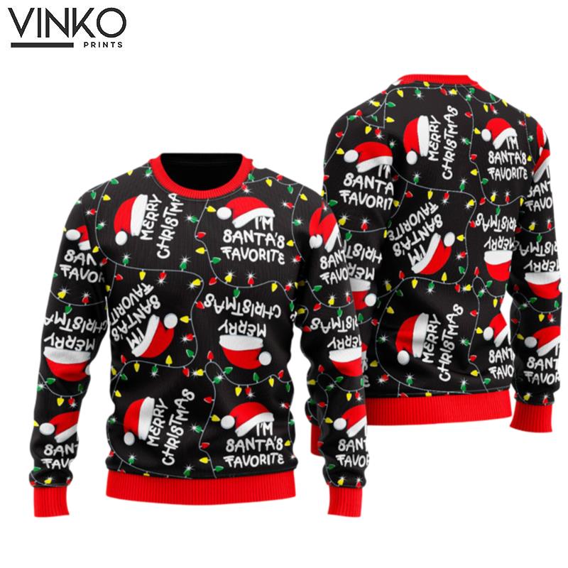 Im Santas Favorite Light Up Pattern Ugly Christmas Sweater