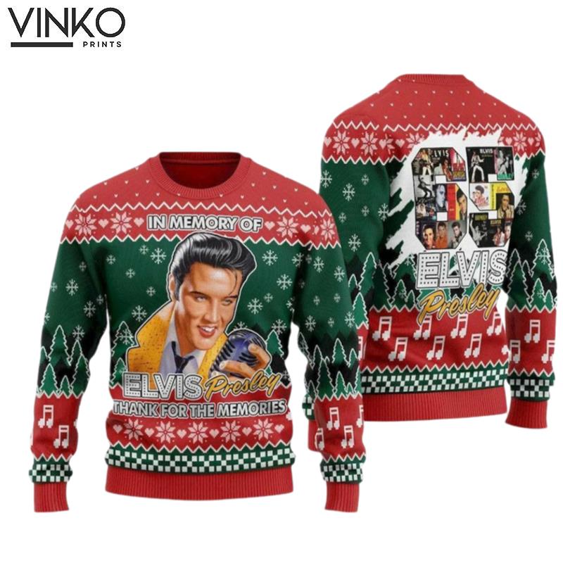 In memory of Elvis Presley Elvis Presley Thank You Ugly Christmas Sweater