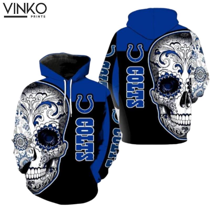 Indianapolis Colts Skull For Men And Women Hoodie