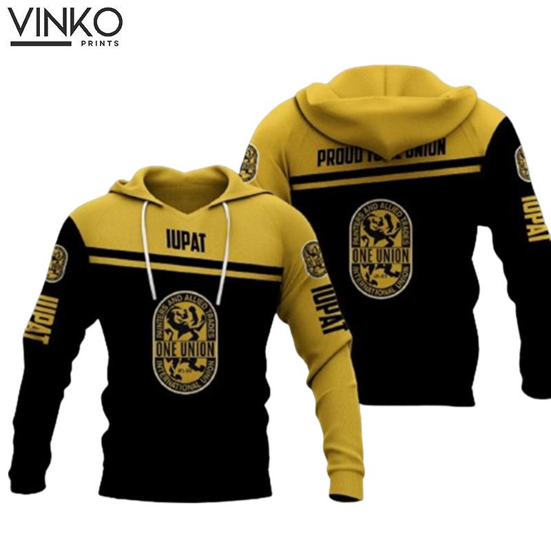 International Union Of Painters And Allied Trades Black And Yellow Pattern Hoodie