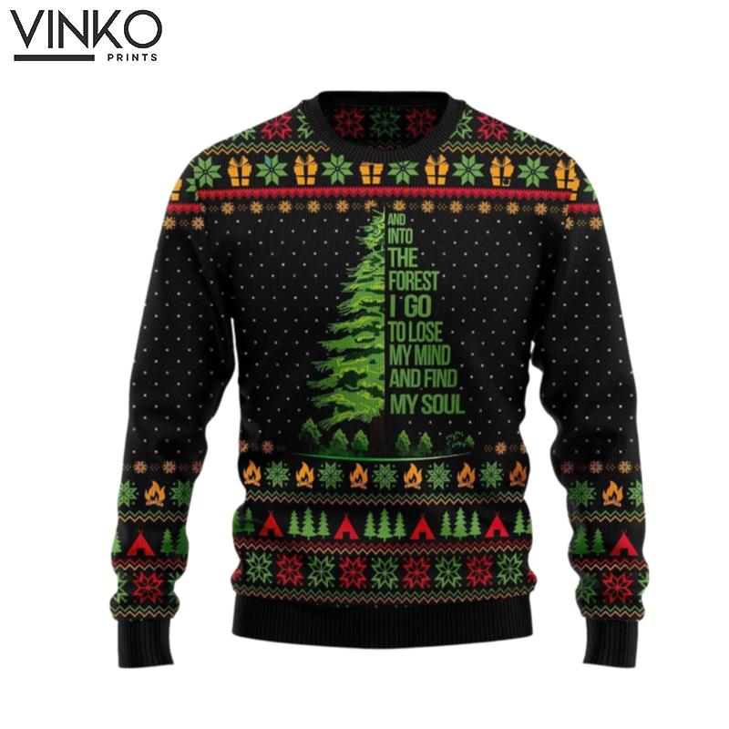 Into The Forest I Go Camping Ugly Christmas Sweater