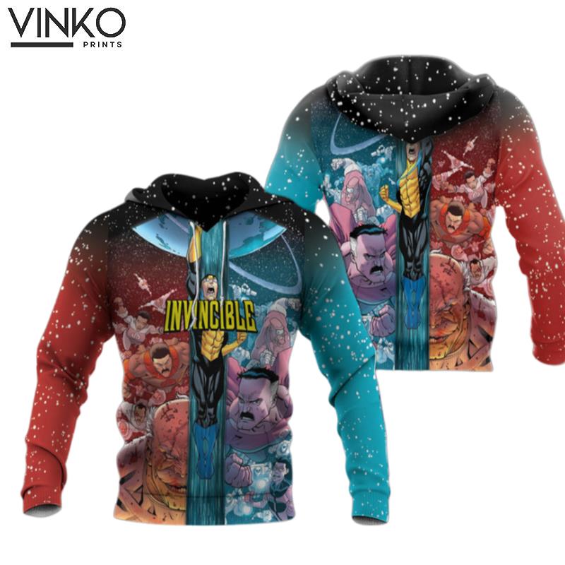 Invincible Invincible Omniman Blue Red Galaxy Hoodie