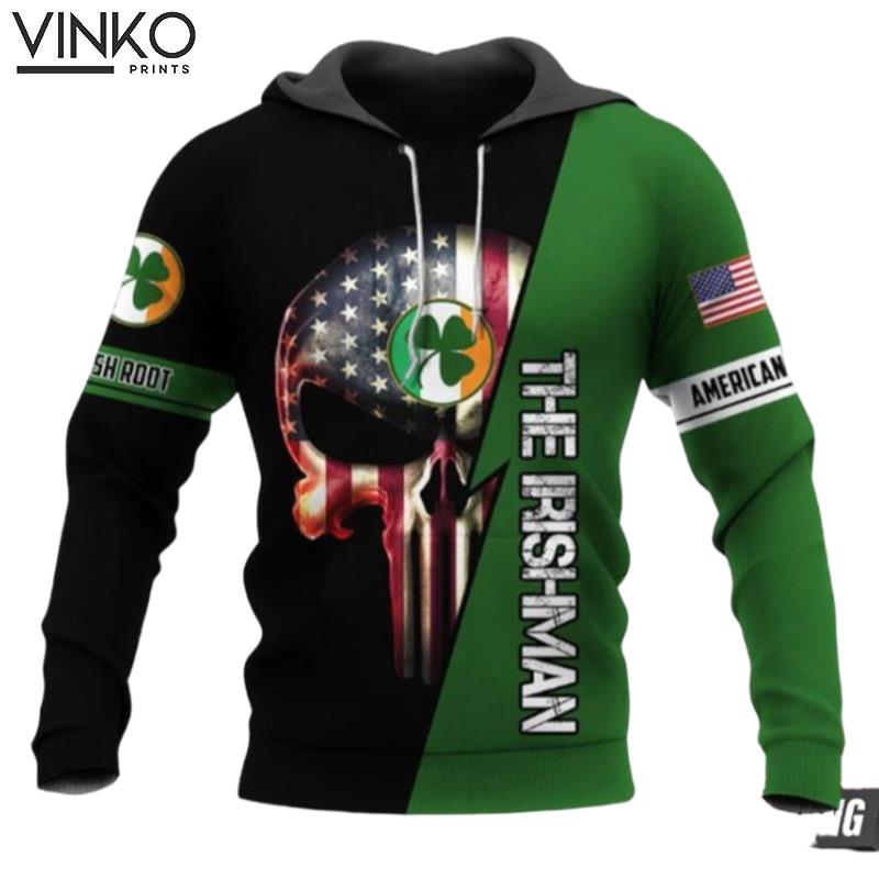 Irish Skull Us Hoodie