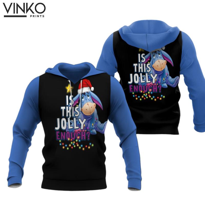 Is This Jolly Enough Blue Black Winnie The Pooh Hoodie