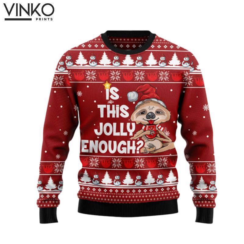 Is This Jolly Enough Sloth G51026 Ugly Christmas Sweater