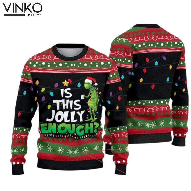 Is This Jolly Enough funny character Xmas Ugly Christmas Sweater