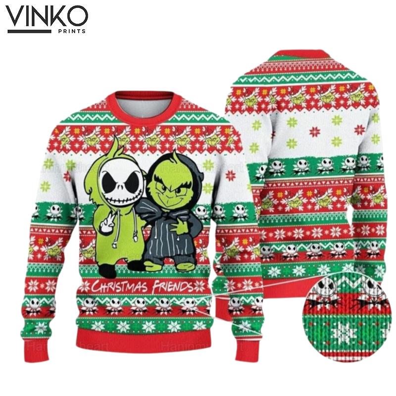 Jack Skellington And funny character Christmas Friends Holiday Ugly Christmas Sweater