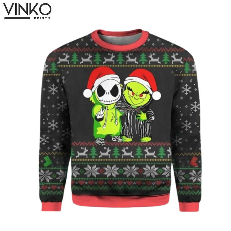 Jack Skellington And funny character Ugly Christmas Sweater