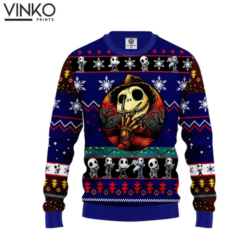 Jack Skellington Freddy Krueger Xmas Ugly Christmas Sweater