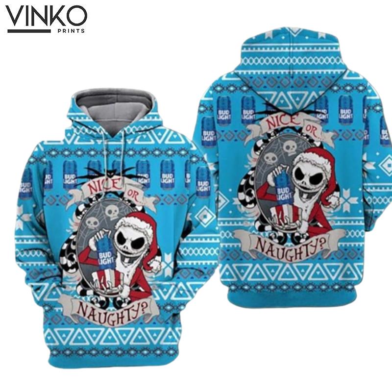 Jack Skellington Gift Bud Light In Christmas Hoodie