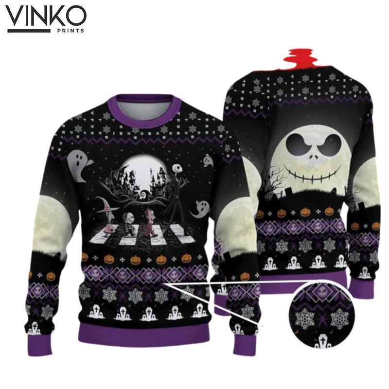 Jack Skellington Lock Shock and Barrel Ugly Christmas Sweater