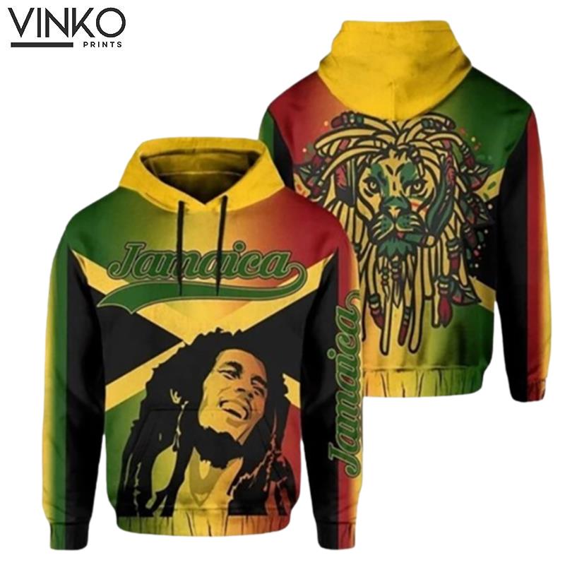 Jamaica Lion Flag Reggae Bob Marley Hoodie