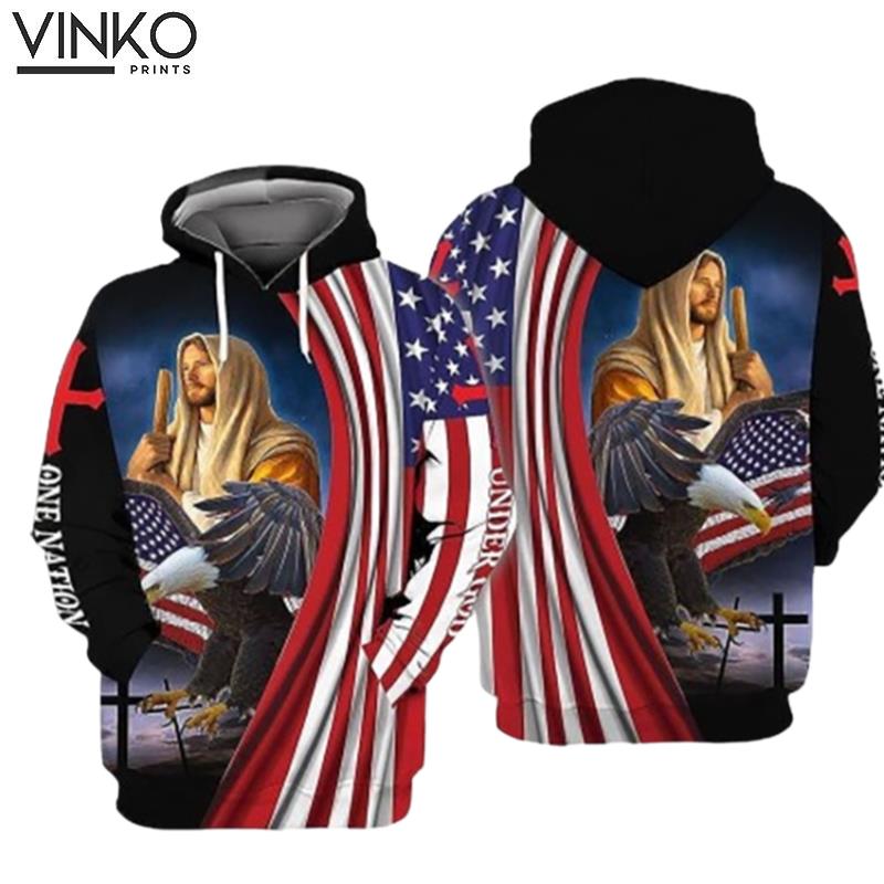 Jesus Eagle American Flag Hoodie