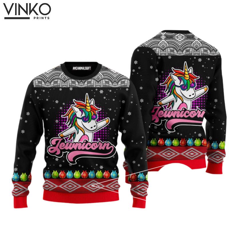 Jewnicorn Funny Unicorn Unicorn Dancing Black Perfect Gift For Unicorn Lover Friends Family Ugly Christmas Sweater