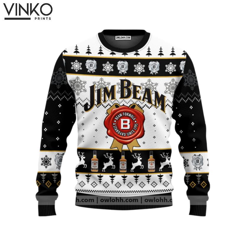 Jim Beam Beer Drinking Ugly Christmas Sweater