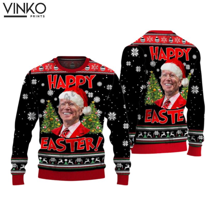 Joe Biden Santa Happy Easter Merry Christmas 3D Ugly Christmas Sweater