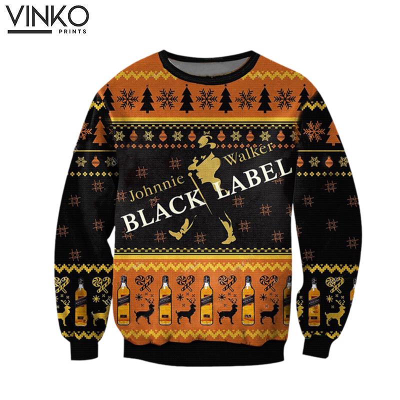 Johnnie Walker Black Label Whiskey Christmas Ugly Christmas Sweater