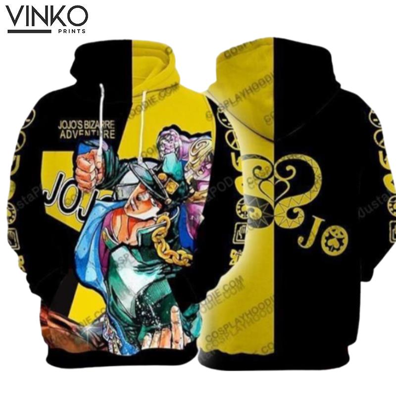 Jojo Bizarre Adventure Kujo Jotaro Yellow Cosplay Hoodie