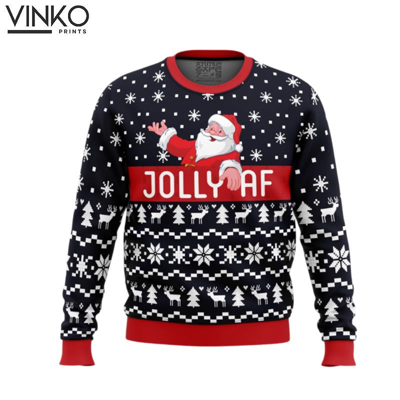 Jolly Af Santa Claus Ugly Christmas Sweater