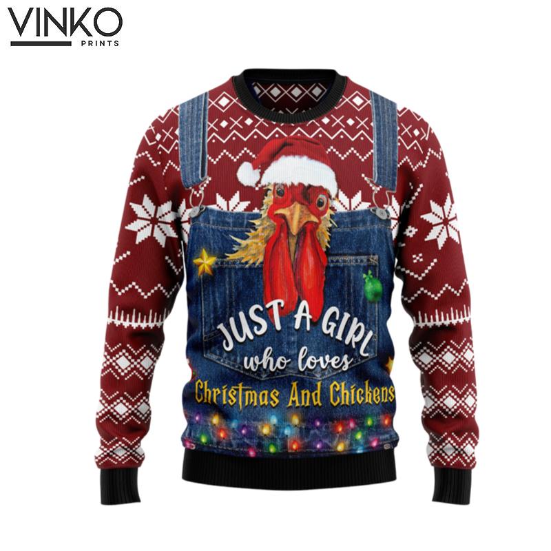 Just A Girl Who Loves Christmas And Chickens TG51022 Ugly Christmas Sweater