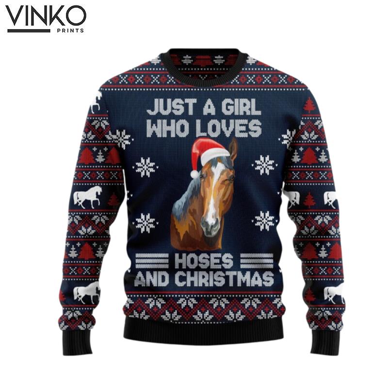 Just A Girl Who Loves Horse Perfect Gift and Outfit For Christmas Winter New Year Of Horse Lovers Ugly Christmas Sweater