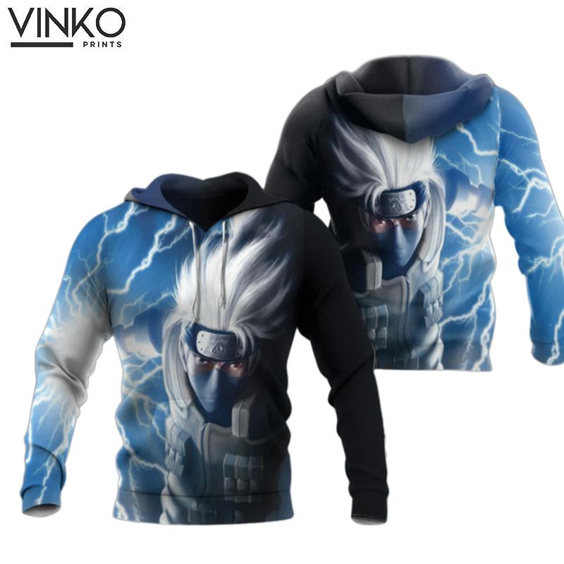 Kakashi Hatake Chidori Lightning Cut Vibrant Anime Hoodie