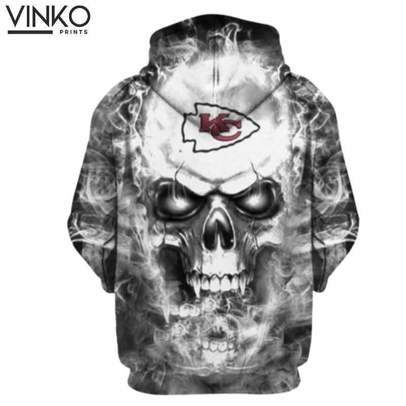 Kansas City Chiefs Nfl Football Skull 21229 Hoodie