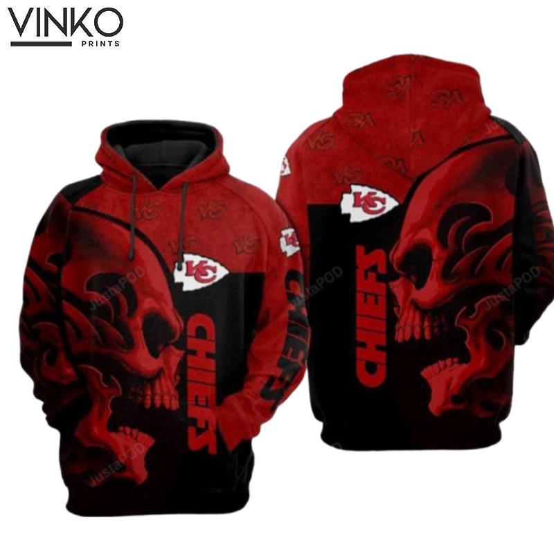 Kansas City Chiefs Nfl Football Skull Black Red Kansas City Chiefs Kansas City Chiefs Hoodie