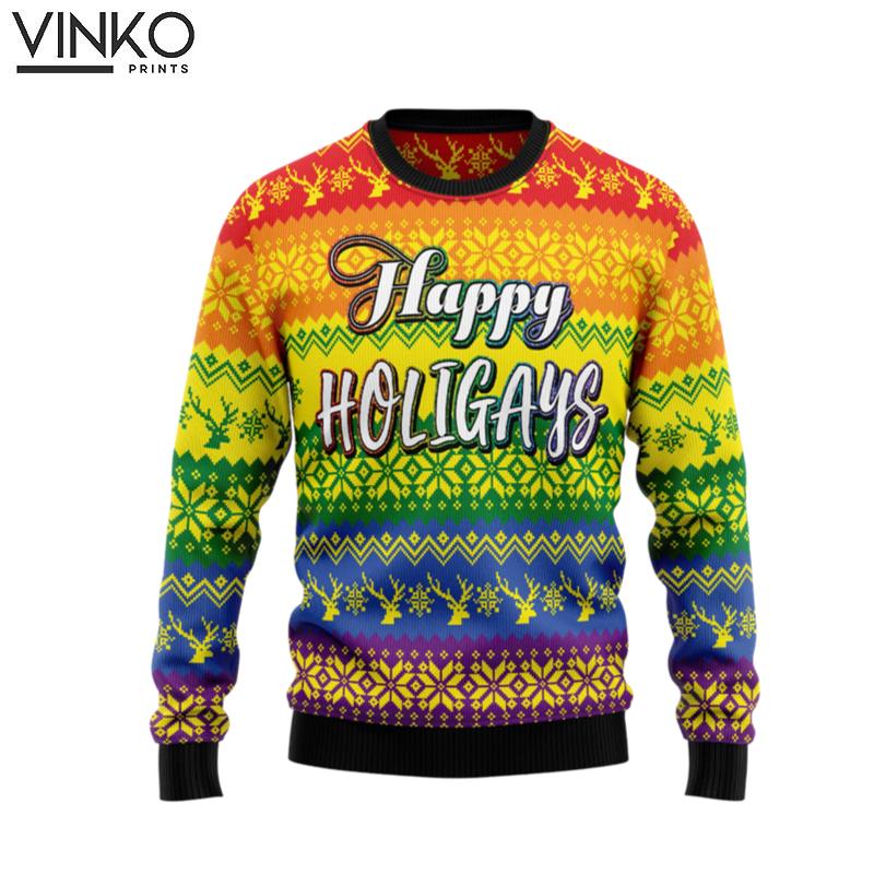 LGBT Gay Pride Happy Holigays HZ101909 Ugly Christmas Sweater