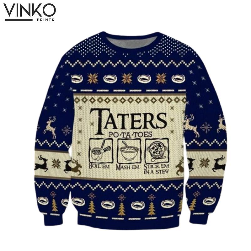 LOTR Taters Potatoes Xmas LOTR Fans Gift Ugly Christmas Sweater