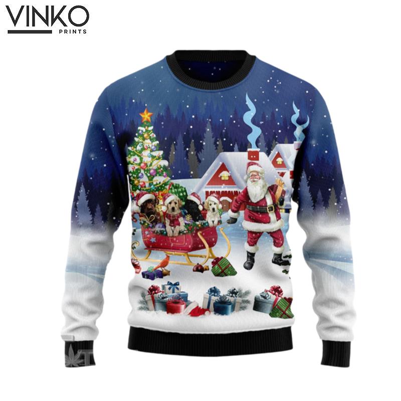 Labrador Retriever Santa Sled Ugly Christmas Sweater