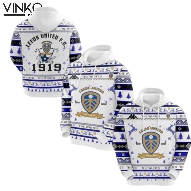 Leeds United Fc 1919 The Whites Ugly Christmas Hoodie