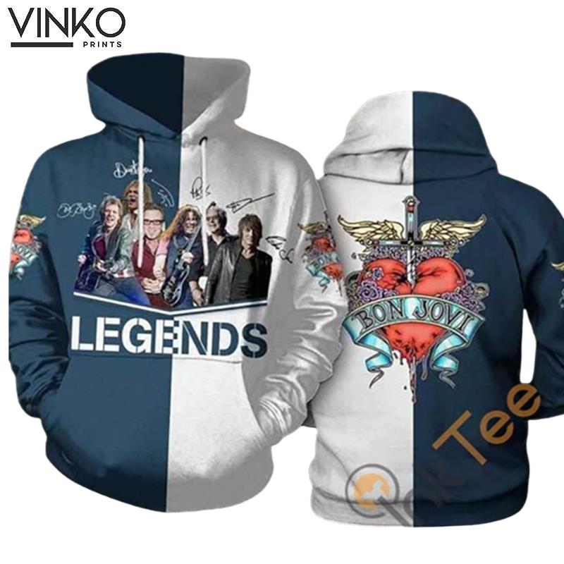 Legends Bon Jovi Band Signatures Hoodie