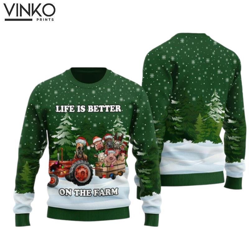 Life is Better On The Farm Ugly Christmas Sweater