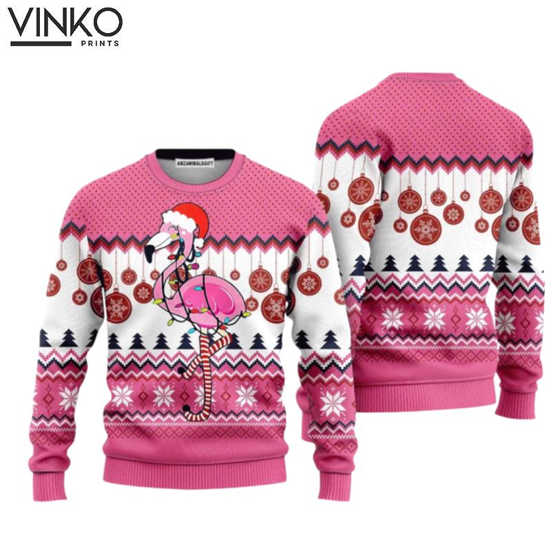 Light Flamingo Perfect Outfit For Christmas New Year Autumn Winter Ugly Christmas Sweater