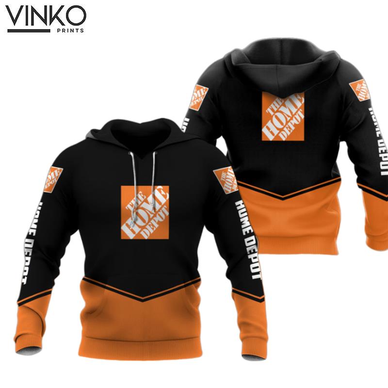 Logo The Home Depot Black And Orange Hoodie