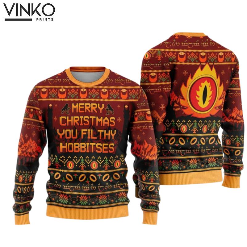 Lord Of The Ring Christmas You Filthy Hobbitses Ugly Christmas Sweater