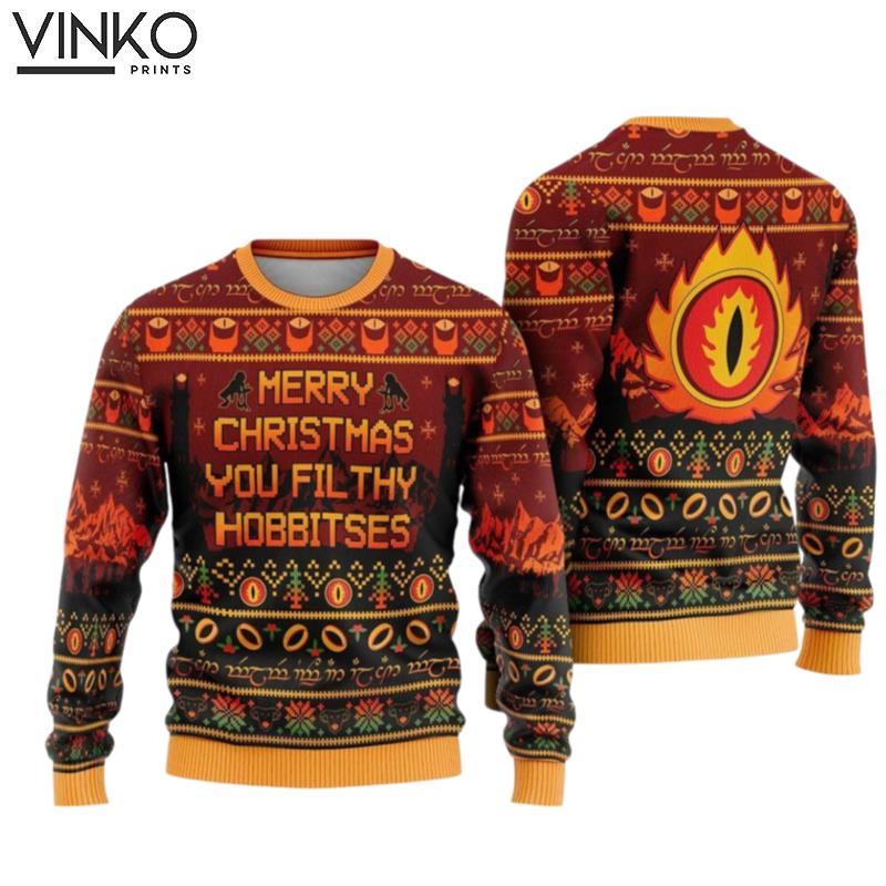 Lord Of The Ring Merry Christmas You Filthy Hobbitses Ugly Christmas Sweater