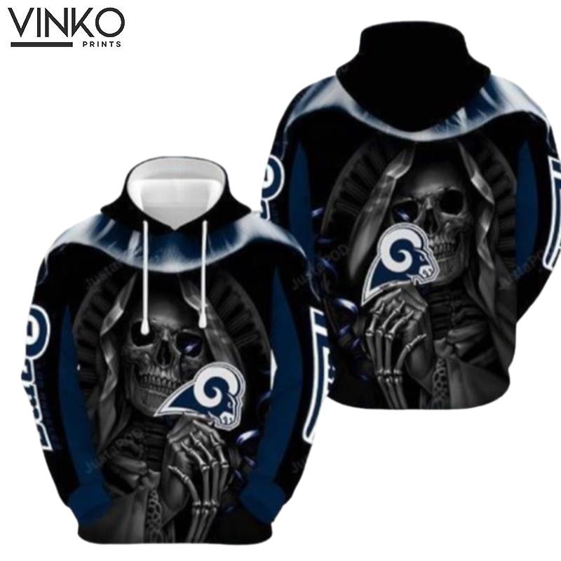 Los Angeles Rams Nfl Football Skull Hold Logo Los Angeles Rams Hoodie