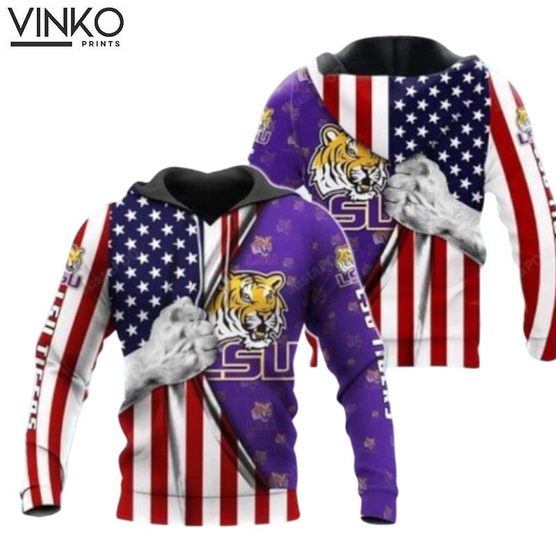 Lsu Tigers American Flag Hoodie