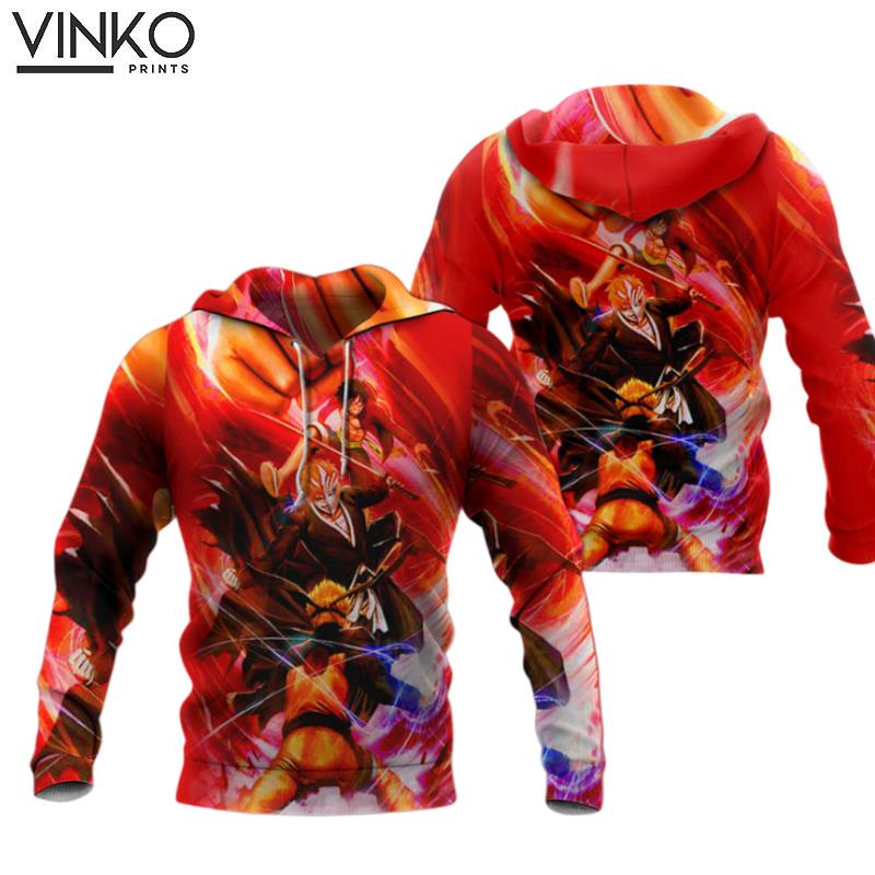 Luffy Naruto And Ichigo One Piece Hoodie