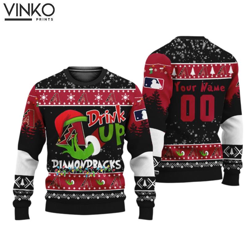 MLB Grinch Drink Up Arizona Diamondbacks Custom Ugly Christmas Sweater