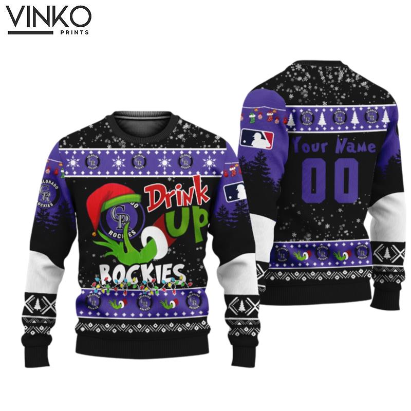 MLB Grinch Drink Up Colorado Rockies Custom Ugly Christmas Sweater